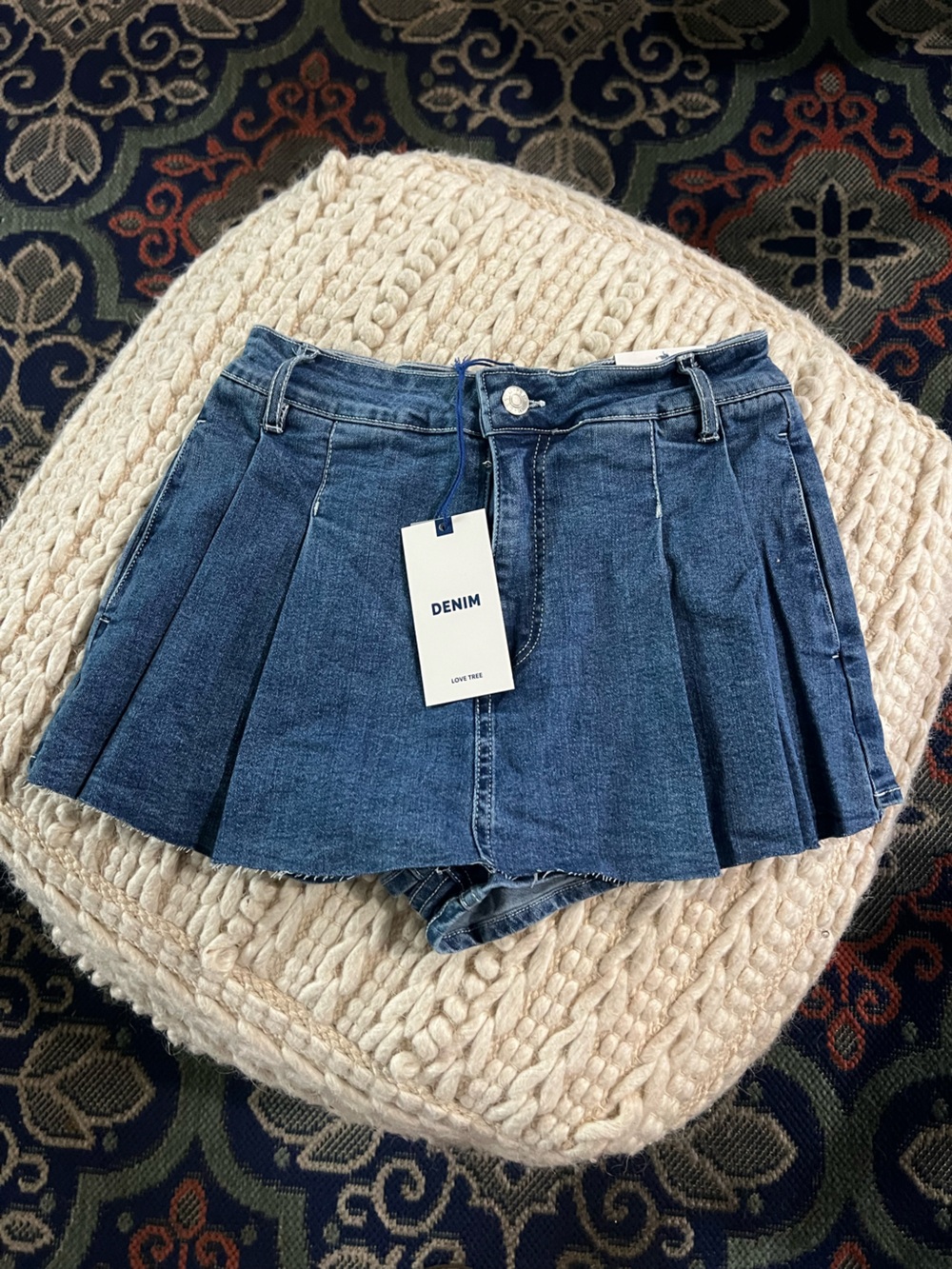 Unk Denim Pleated Mini Skirt - Blue